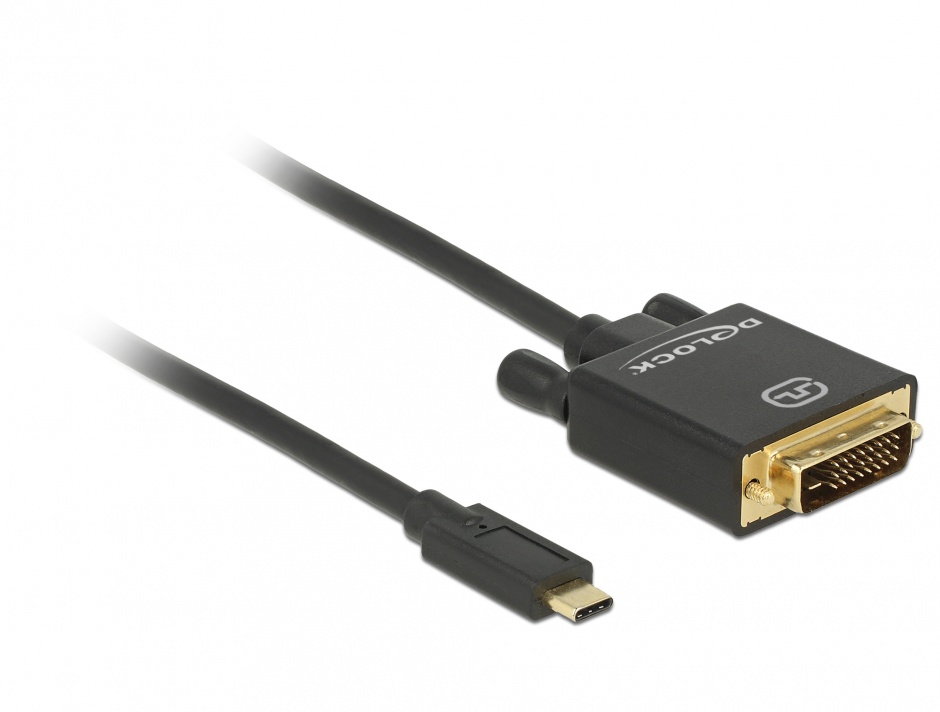 Imagine Cablu USB-C la DVI 24+1 male (DP Alt Mode) 4K 30 Hz 1m Negru, Delock 85320