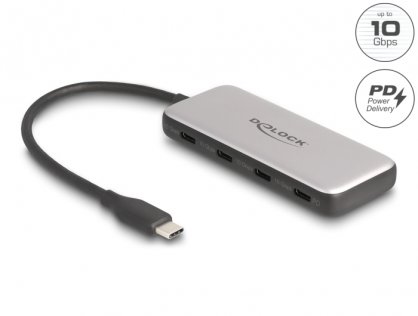 HUB USB type C 3.2 Gen2 la 4 x USB type C + PD 85W, Delock 64261